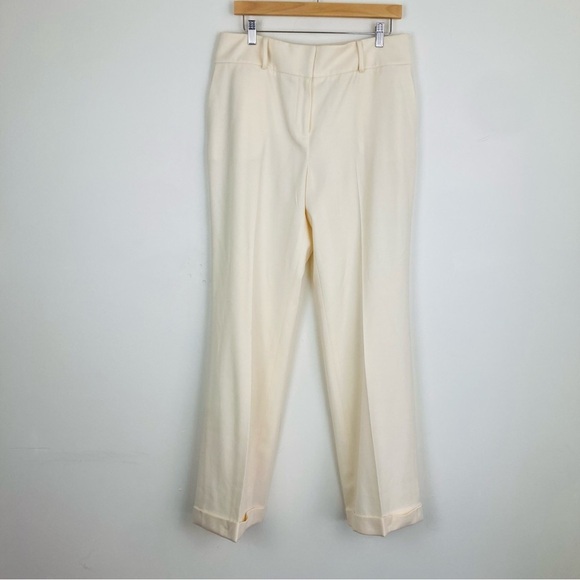 Talbots cream colored heritage flare wide leg cuffed fully lined trousers. Sz 12 - Picture 1 of 6
